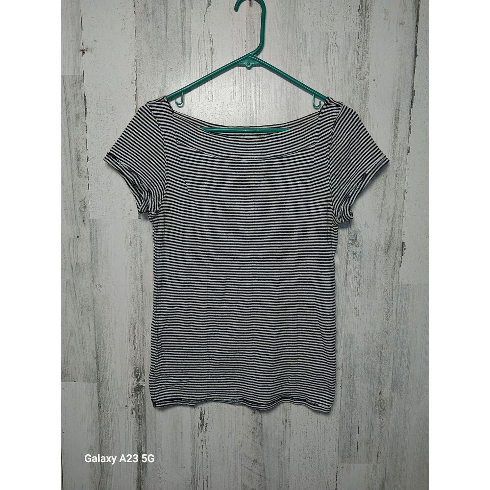 We The Free Top Ahoy Womens Large Short Sleeve Knit Striped Boat Neck Casual
